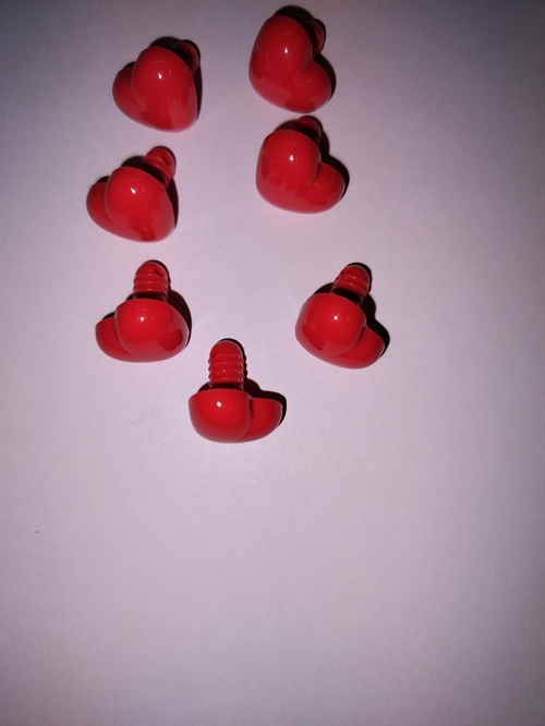 Rød hjertenæser med sikkerhedsskive 15x18mm